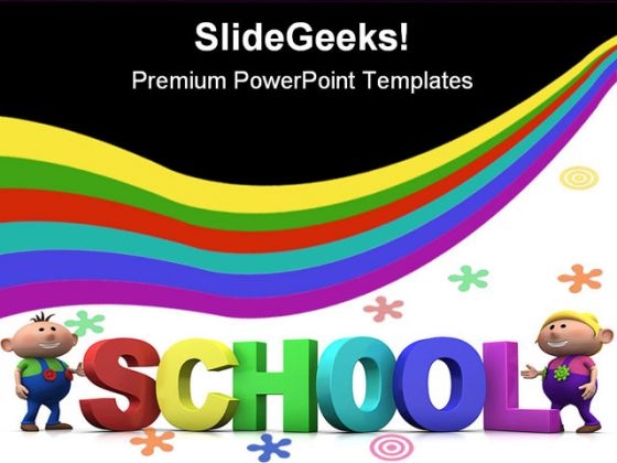Kids With School Education PowerPoint Template 1110