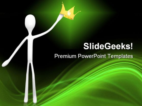 King Holding Crown Metaphor PowerPoint Templates And PowerPoint Backgrounds 0511
