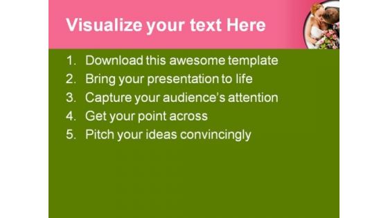 Kissing Couple Wedding PowerPoint Template 0610