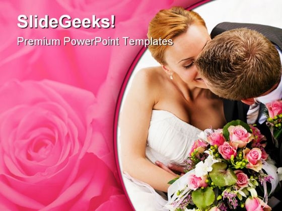 Kissing Couple Wedding PowerPoint Template 0610
