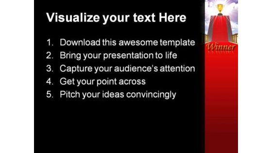 Ladder With A Red Carpet Success PowerPoint Themes And PowerPoint Slides 0211