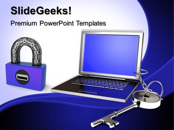 Laptop And Key Chain Security PowerPoint Templates And PowerPoint Themes 0712