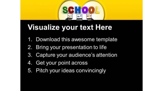Laptop Connected To School Education PowerPoint Templates And PowerPoint Themes 0712