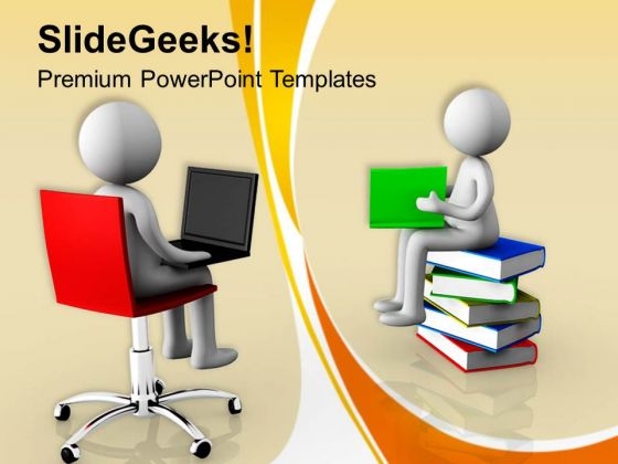 Laptop Has Replaced Books Technology Theme PowerPoint Templates Ppt Backgrounds For Slides 0413