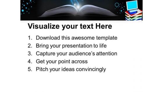 Laptop On Pile Of Books E Learning Concept PowerPoint Templates Ppt Backgrounds For Slides 1212