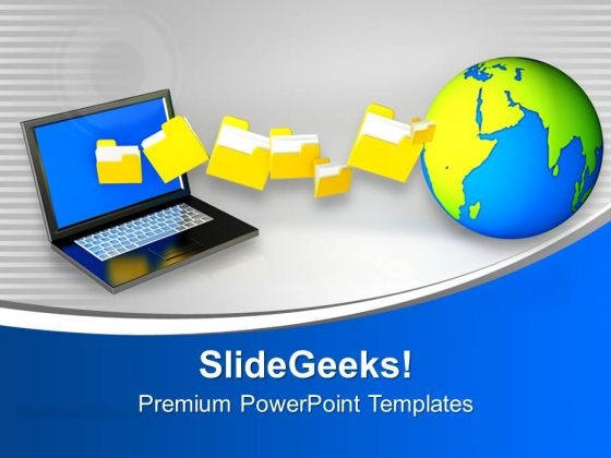 Laptop Uploading Downloading Files To Internet PowerPoint Templates Ppt Backgrounds For Slides 0213