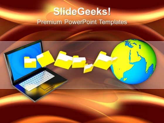 Laptop Uploading Downloading Files To Internet PowerPoint Templates Ppt Backgrounds For Slides 1212