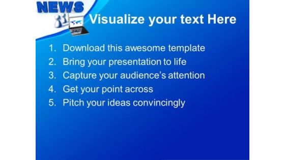 Laptop Wired To News Internet PowerPoint Templates And PowerPoint Themes 0712