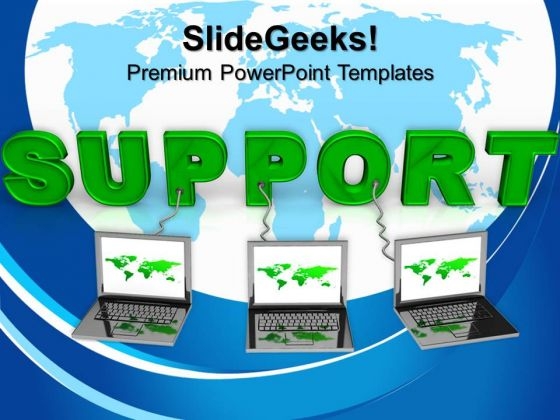 Laptop Wired To Support Teamwork PowerPoint Templates And PowerPoint Themes 0712