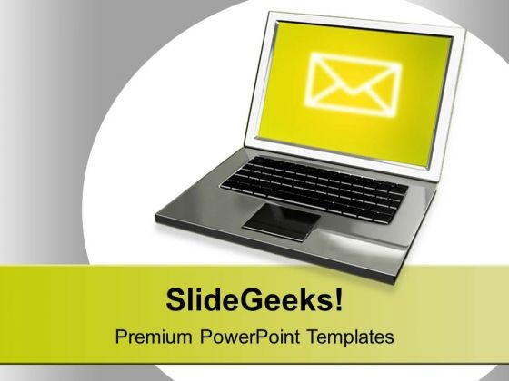 Laptop With Email Sign Communication PowerPoint Templates Ppt Backgrounds For Slides 1212