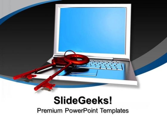Laptop With Keys Data Security PowerPoint Templates And PowerPoint Themes 0912