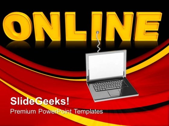 Laptop With Word Online Internet PowerPoint Templates And PowerPoint Themes 0712