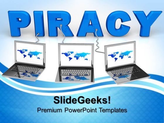 Laptop With Word Piracy Computer PowerPoint Templates And PowerPoint Themes 0812