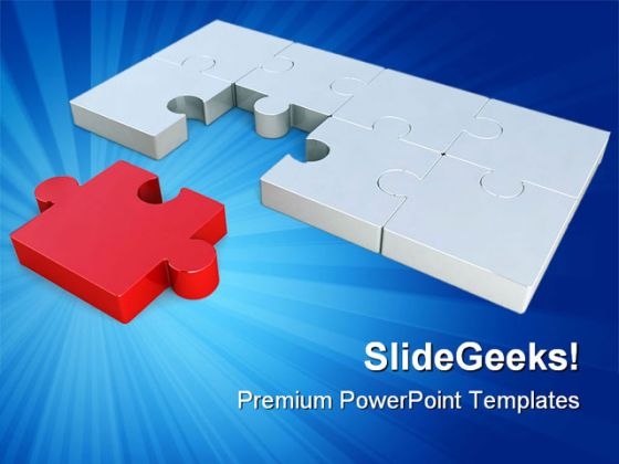 Last Red Puzzle Piece Business PowerPoint Templates And PowerPoint Backgrounds 0711