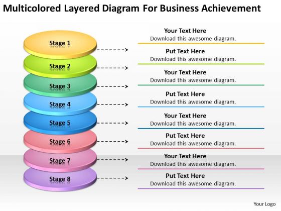 Layered Diagram For Business Achievement Online Plans PowerPoint Slides