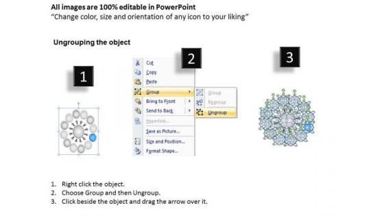 Layout Of Converging 12 Steps Linear Flow Cycle Chart PowerPoint Templates