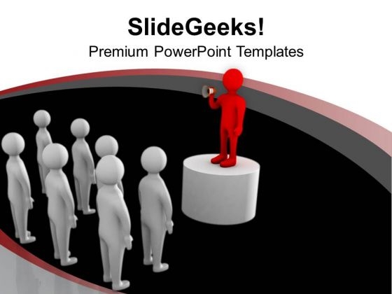 Leader Making An Announcement PowerPoint Templates Ppt Backgrounds For Slides 0713