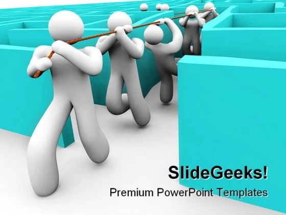 Leading Team Out Of A Maze Leadership PowerPoint Template 0910