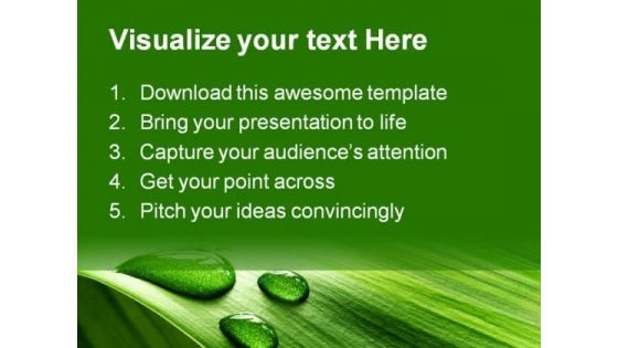 Leaf Drops Nature PowerPoint Template 0610