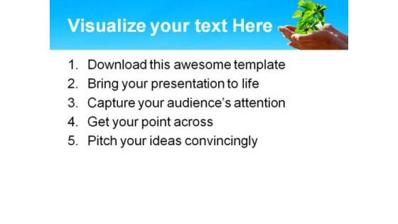 Leaf In Hands Environment PowerPoint Themes And PowerPoint Slides 0711