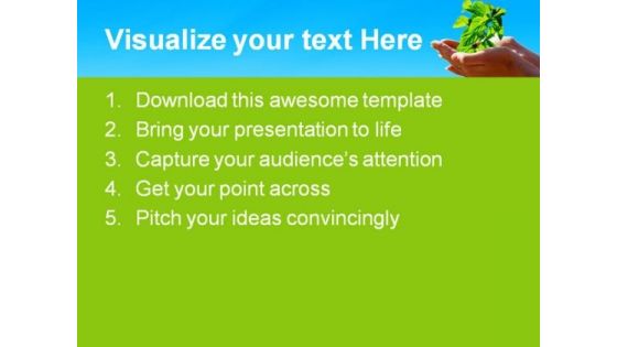 Leaf In Hands Environment PowerPoint Themes And PowerPoint Slides 0711