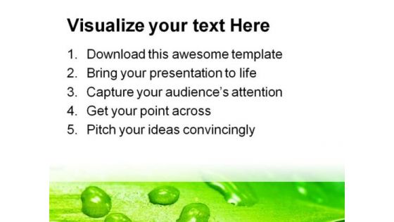Leaf With Drops Nature PowerPoint Template 0910