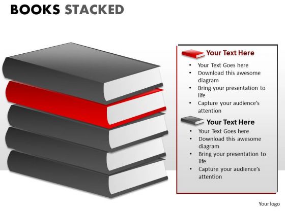 Library Books Stacked PowerPoint Slides And Ppt Diagram Templates