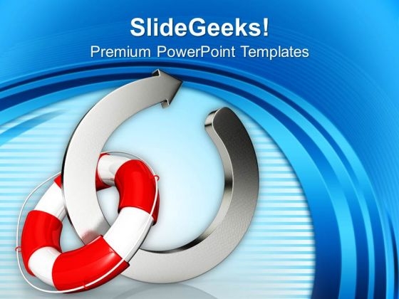 Lifesaver Attached To Circular Arrow PowerPoint Templates And PowerPoint Themes 1012