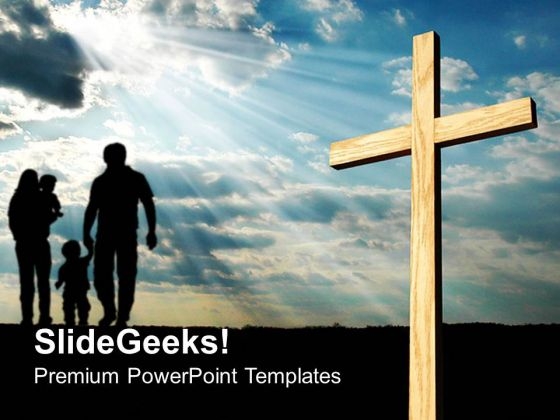 Light Shining On Cross Religion PowerPoint Templates And PowerPoint Themes 0712