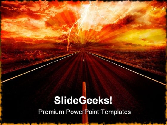 Lightning Strike In The Dark Travel PowerPoint Templates And PowerPoint Backgrounds 0311