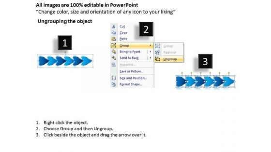 Linear Flow Navigation Arrow 6 Stages Flowchart Symbols PowerPoint Templates
