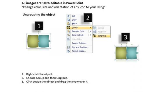 Linear Flow Of Puzzles 2 Stages Electrical Schematic Symbols PowerPoint Templates