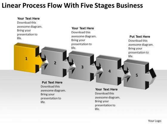 Linear Process Flow With Five Stages Business Ppt How To Do Plan PowerPoint Templates