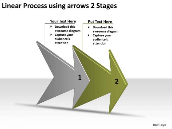 Linear Process Using Arrows 2 Stages Ppt Schematic Design PowerPoint Templates