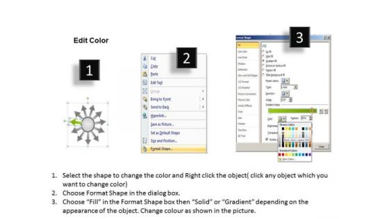 List Of 12 Key Steps Business Diverging Processes Radial Diagram PowerPoint Templates