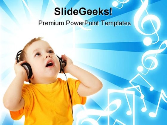 Little Boy Listening Music PowerPoint Templates And PowerPoint Backgrounds 0711