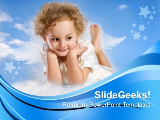 Little Curly Hair Fairy Children PowerPoint Templates And PowerPoint Themes 0712