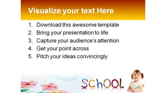 Little School Girl Education PowerPoint Background And Template 1210