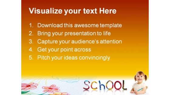 Little School Girl Education PowerPoint Background And Template 1210