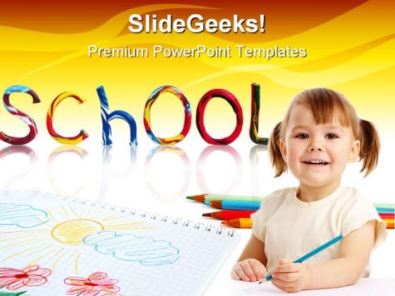 Little School Girl Education PowerPoint Background And Template 1210