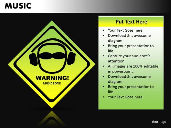 Loud Music Warning PowerPoint Templates Ppt Design Slides