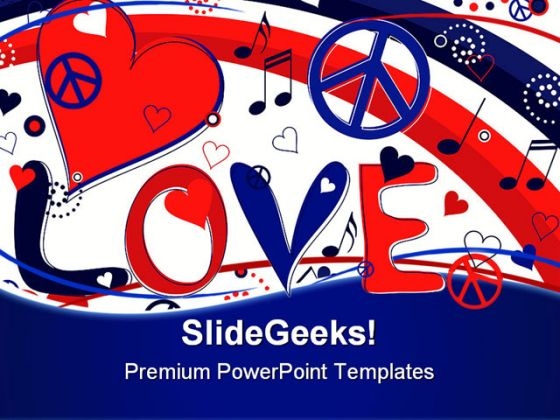 Love Peace And Hearts Symbol PowerPoint Templates And PowerPoint Backgrounds 0711