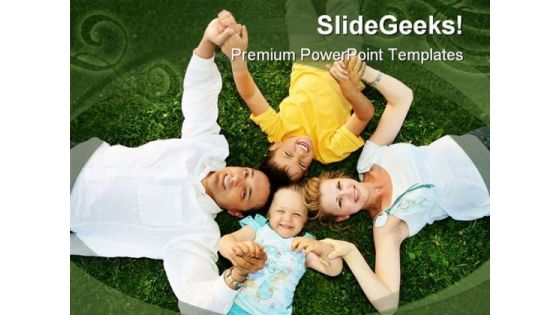 Lying On Grass Family People PowerPoint Template 0810