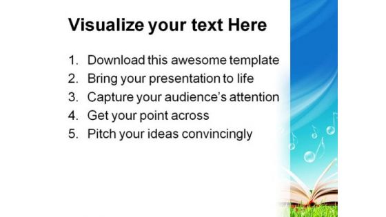 Magic Book Music Notes Nature PowerPoint Themes And PowerPoint Slides 0411