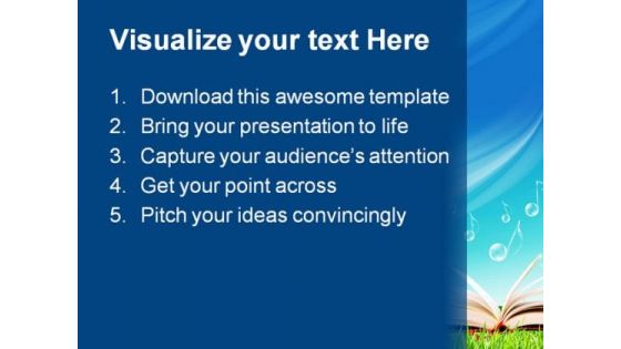 Magic Book Music Notes Nature PowerPoint Themes And PowerPoint Slides 0411