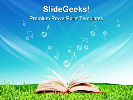Magic Book Music Notes Nature PowerPoint Themes And PowerPoint Slides 0411