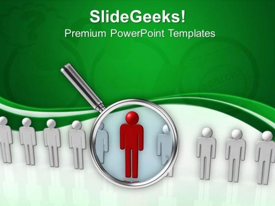 Magnifying Glass Over Unique Red Man PowerPoint Templates Ppt Backgrounds For Slides 0713