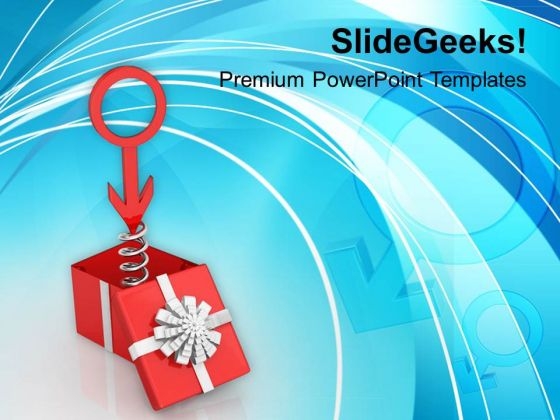 Male Sign Coming Out Of The Box PowerPoint Templates Ppt Backgrounds For Slides 0713