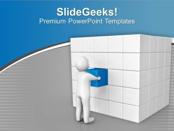 Man Arranges Cubes Business Solution PowerPoint Templates Ppt Backgrounds For Slides 0213