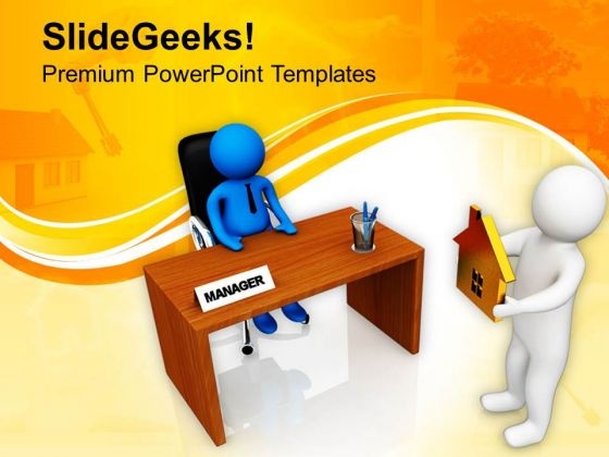 Man Asking For Home Loan PowerPoint Templates Ppt Backgrounds For Slides 0713